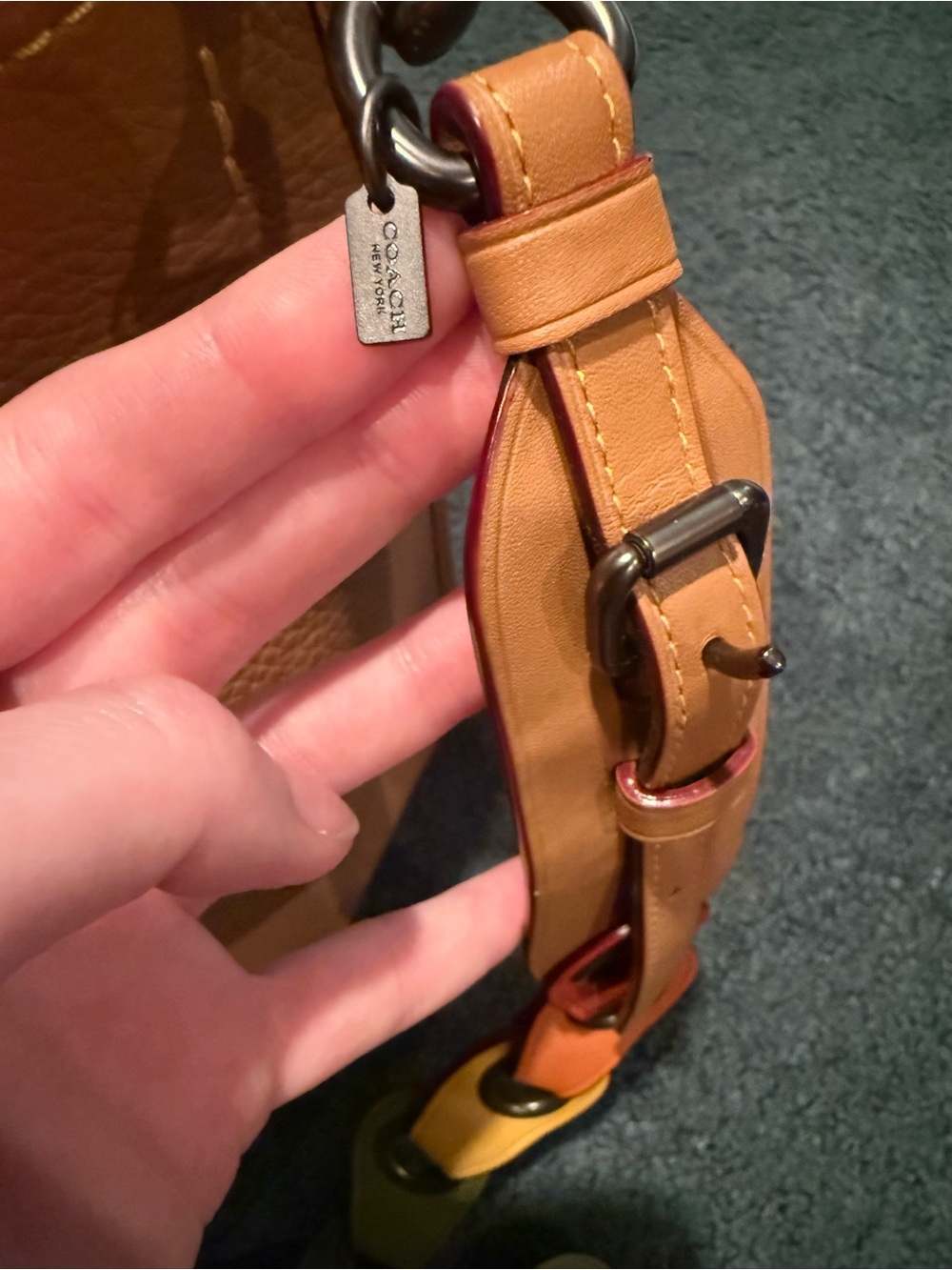 Coach Brown Leather Satchel with Multicolor Strap - Picture 6 of 7